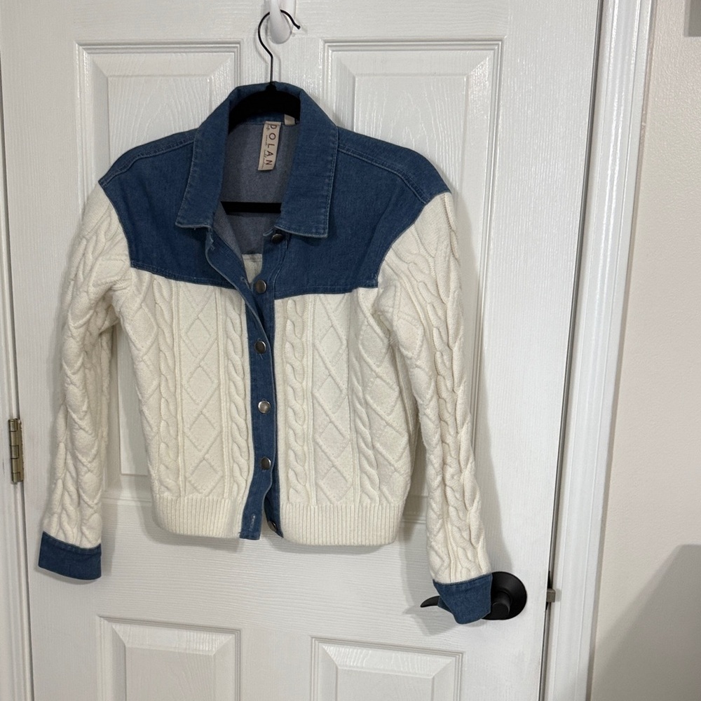 Women's Denim and Cream Knit Jacket